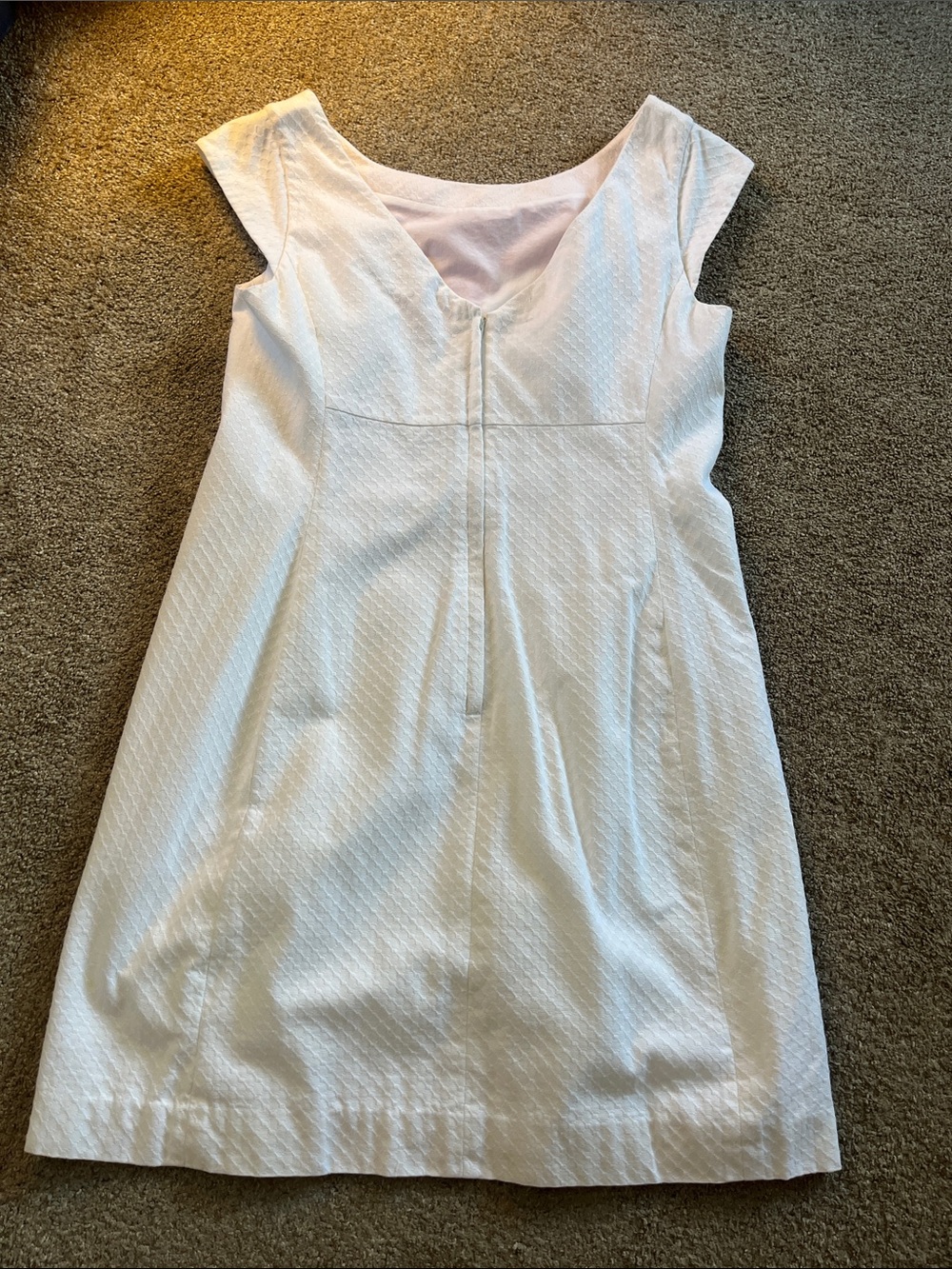 Lilly Pulitzer Textured Cream Pink Coral Yellow Embroidered “Allura” Dress sz12 - Picture 10 of 11